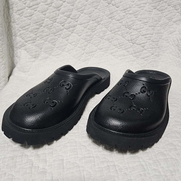 Gucci GG Black Rubber Mens Slip On Sandals/Crocs/Slide US 10.5/11 EU 44 UK 10 - Picture 2 of 15
